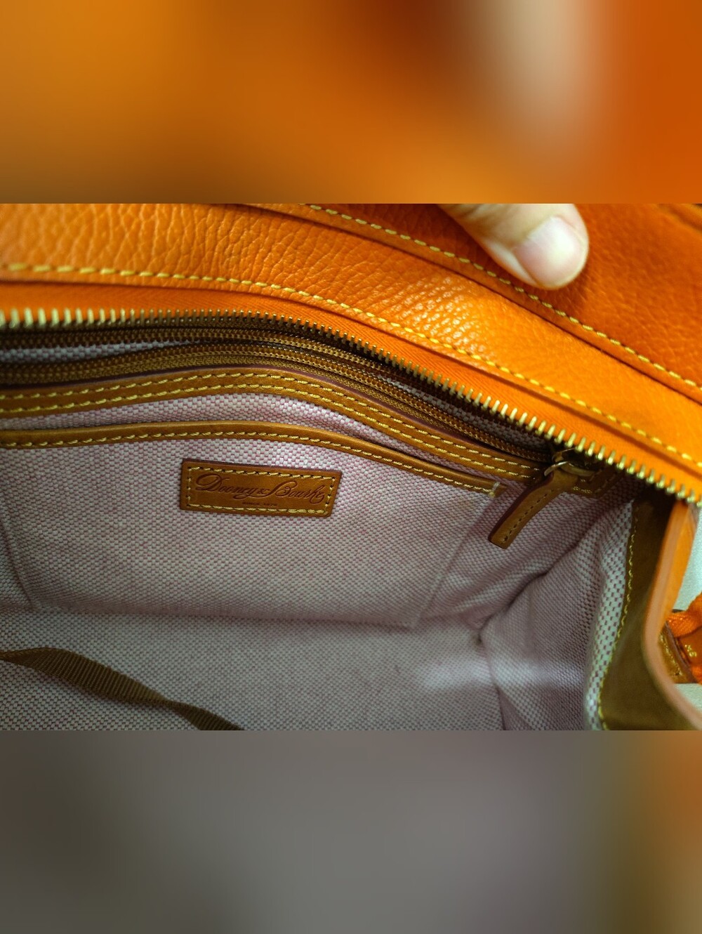 Dooney&Bourke Orange Pebble Grain Leather Blair Bag Satchel EUC - Picture 7 of 16